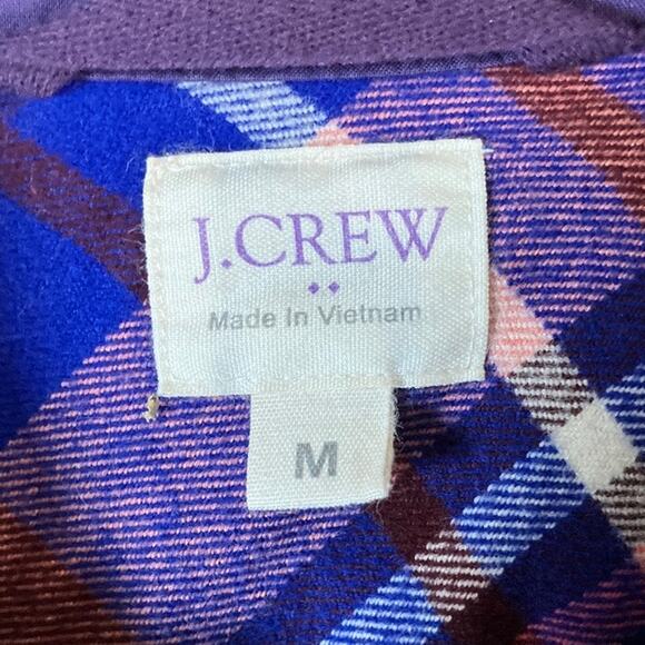 J Crew Womens Shirt Blue Multicolor Plaid Collared 1/2 Zip Long Sleeve Medium - Picture 6 of 12